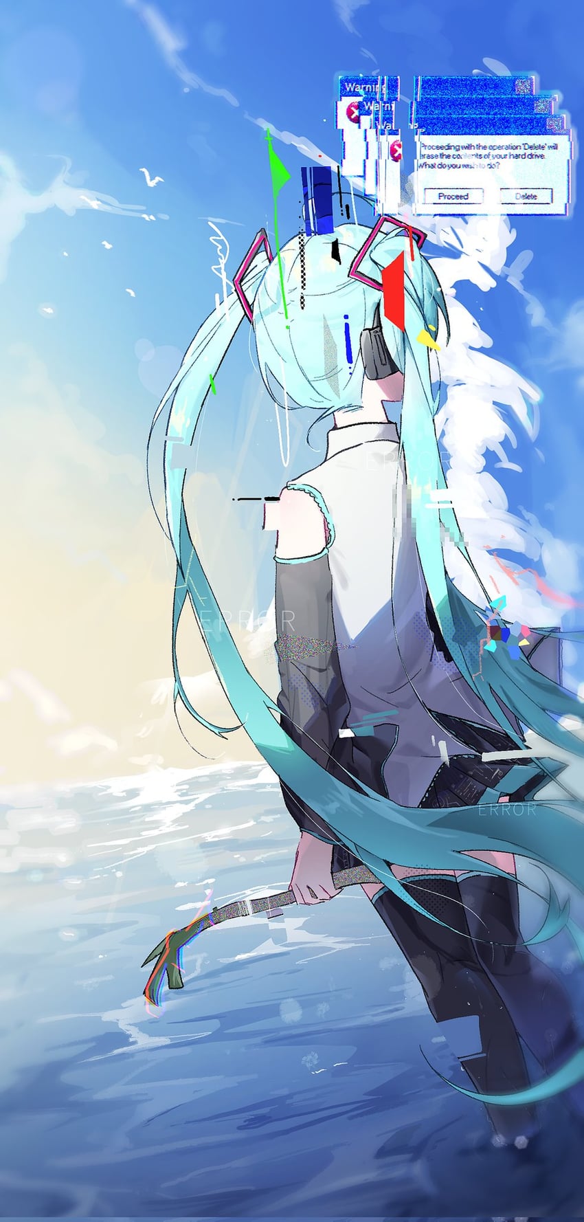 hatsune miku (vocaloid and 2 more) drawn by jjan-uyu