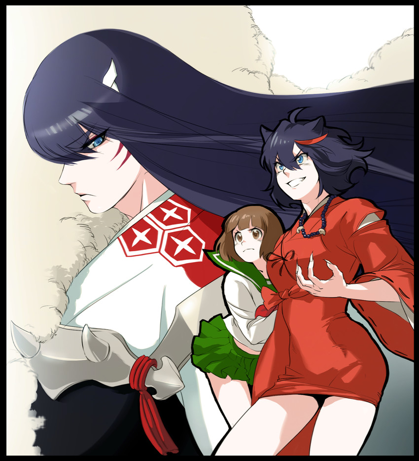 matoi ryuuko, kiryuuin satsuki, mankanshoku mako, inuyasha, higurashi kagome, and 1 more (kill la kill and 1 more) drawn by dukehare