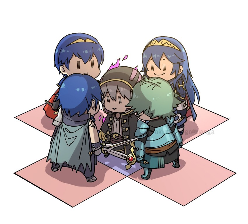 lucina, male robin, marth, chrom, and alm (fire emblem and 4 more) drawn by okuma_yuugo