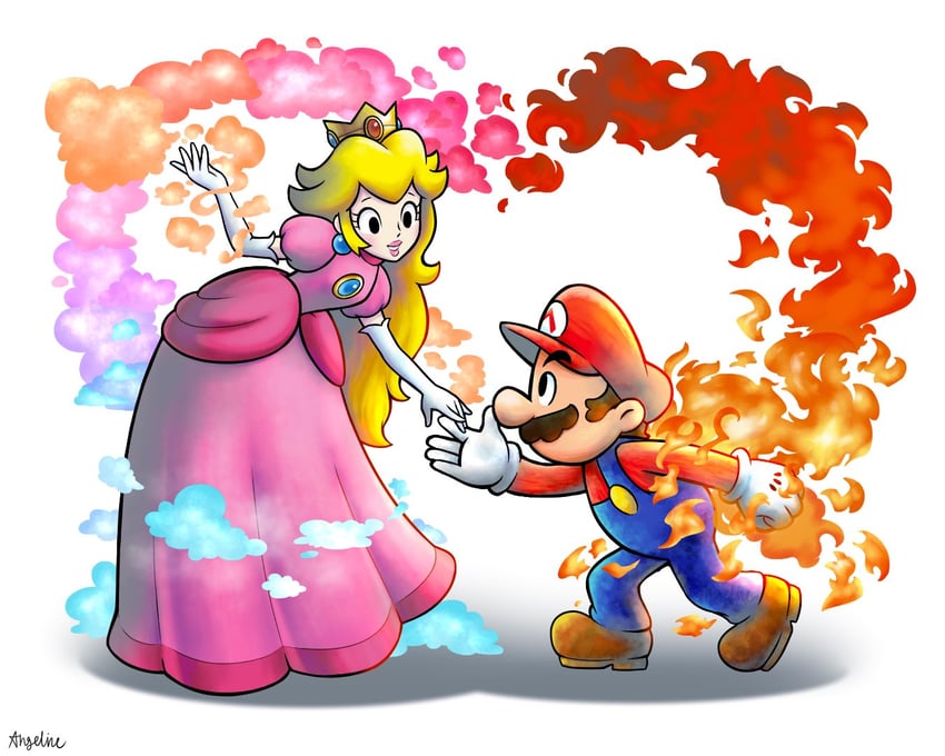 princess peach and mario (mario and 2 more) drawn by artykinasia