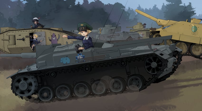 cutlass, erwin, sono midoriko, and ogin (girls und panzer) drawn by uingssi