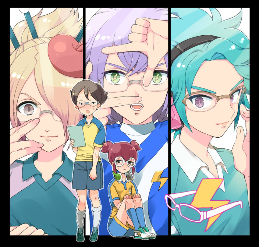 hayami tsurumasa, manabe jin'ichirou, megane kakeru, otomura gakuya, and manga moe (inazuma eleven go and 2 more) drawn by idomajin