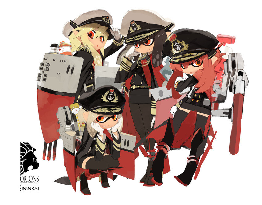 inkling player character, hms orion, hms thunderer, hms monarch, and hms conqueror (original and 3 more) drawn by siirakannu