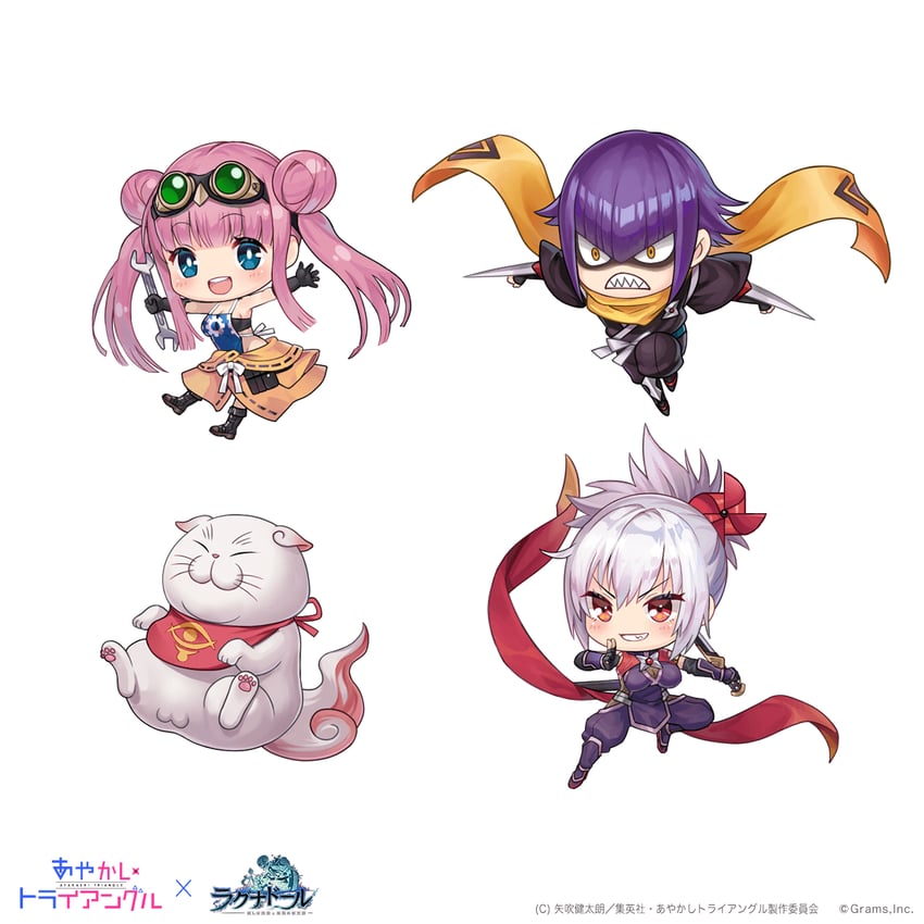 kazamaki matsuri, shirogane, ninokuru soga, and korogi reo (ayakashi triangle and 1 more)