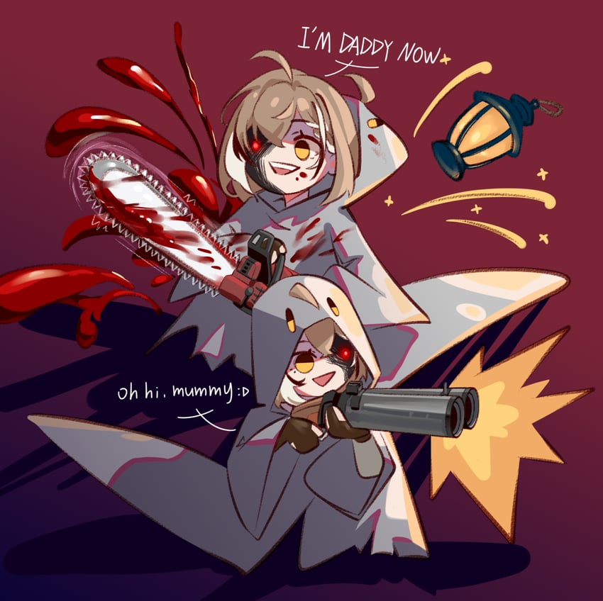 nanashi mumei and boomei (hololive and 1 more) drawn by onecolo133