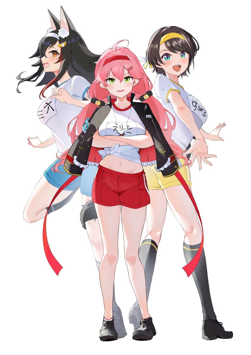 sakura miko, ookami mio, and oozora subaru (hololive) drawn by aya02ka