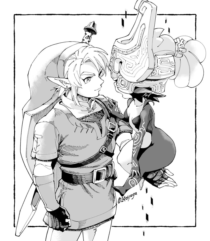 link and midna (the legend of zelda and 1 more) drawn by tsuyuga
