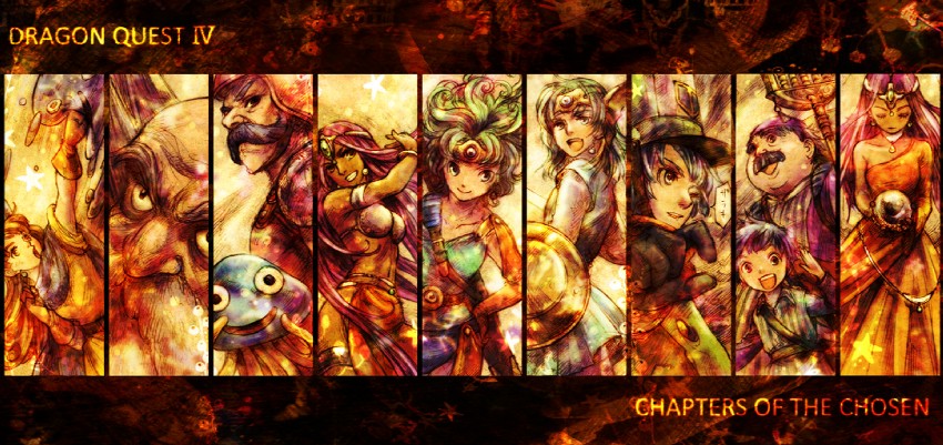 slime, manya, alena, minea, hero, and 8 more (dragon quest and 1 more) drawn by rio-sout