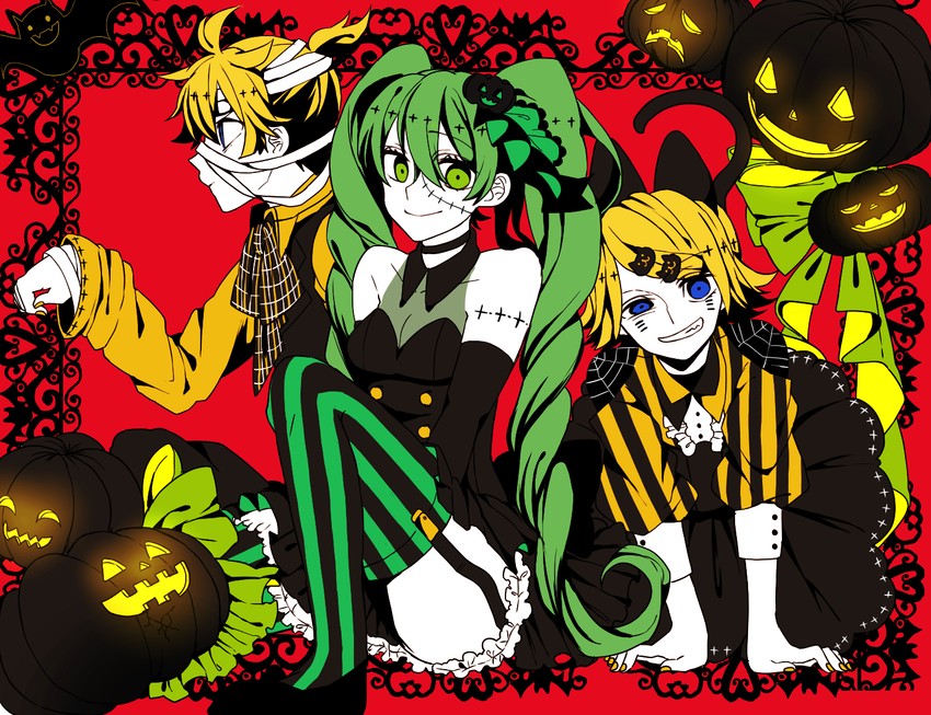 hatsune miku, kagamine rin, and kagamine len (vocaloid) drawn by eiku