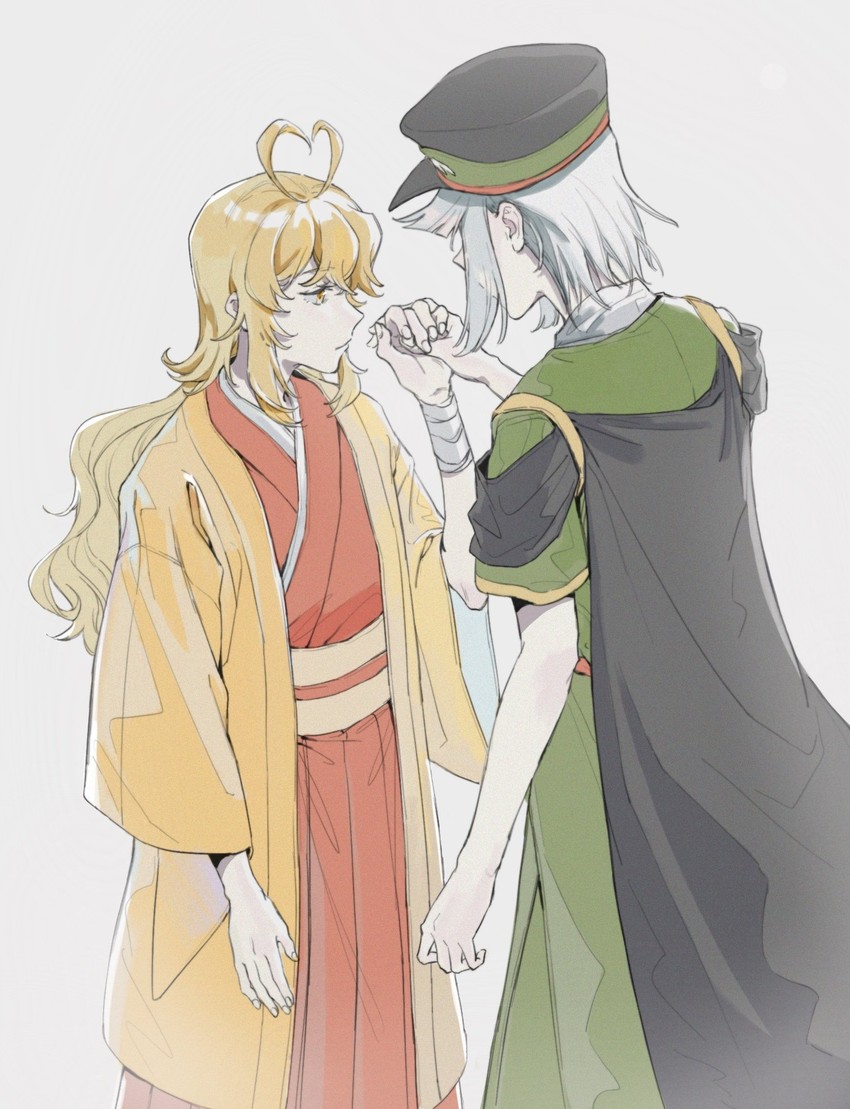 ooama no ake no mitori and fujiwara no shirogane no sanra (len'en) drawn by jishixingle1029