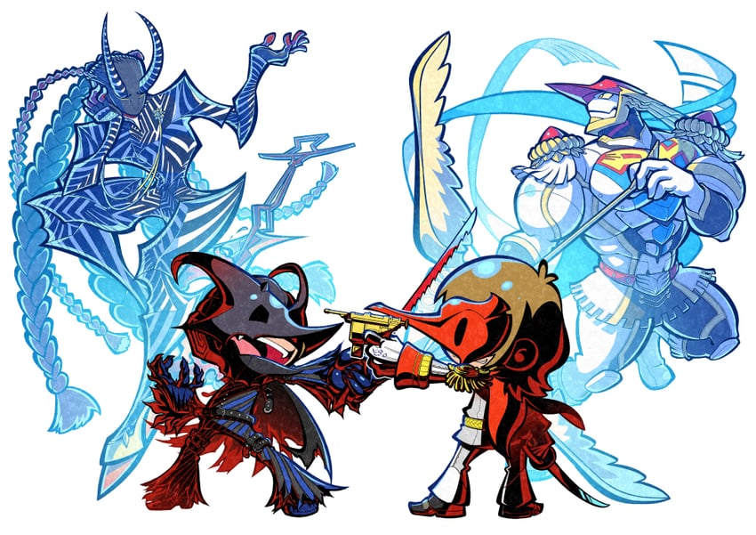 akechi gorou, crow, black mask, loki, and robin hood (persona and 1 more) drawn by 04sora40