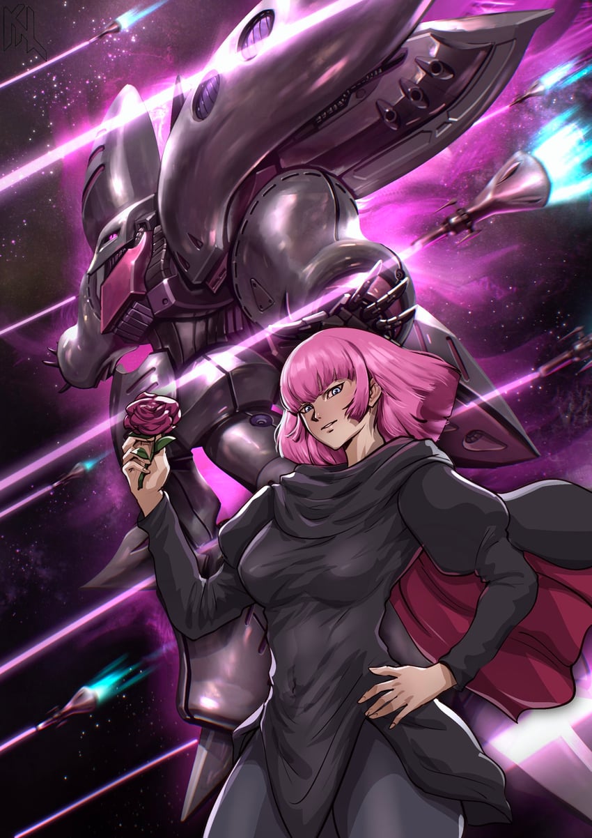 haman karn and qubeley (gundam and 2 more) drawn by porukima