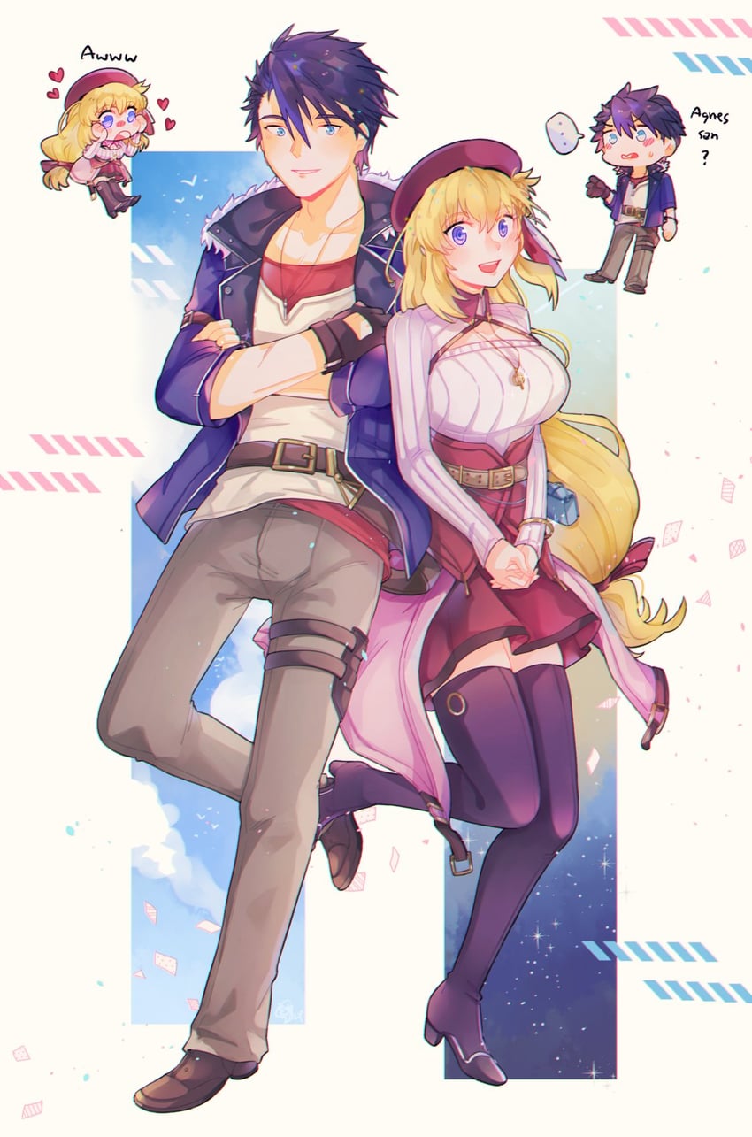 agnes claudel and van arkride (eiyuu densetsu and 3 more) drawn by misa_fullmetal