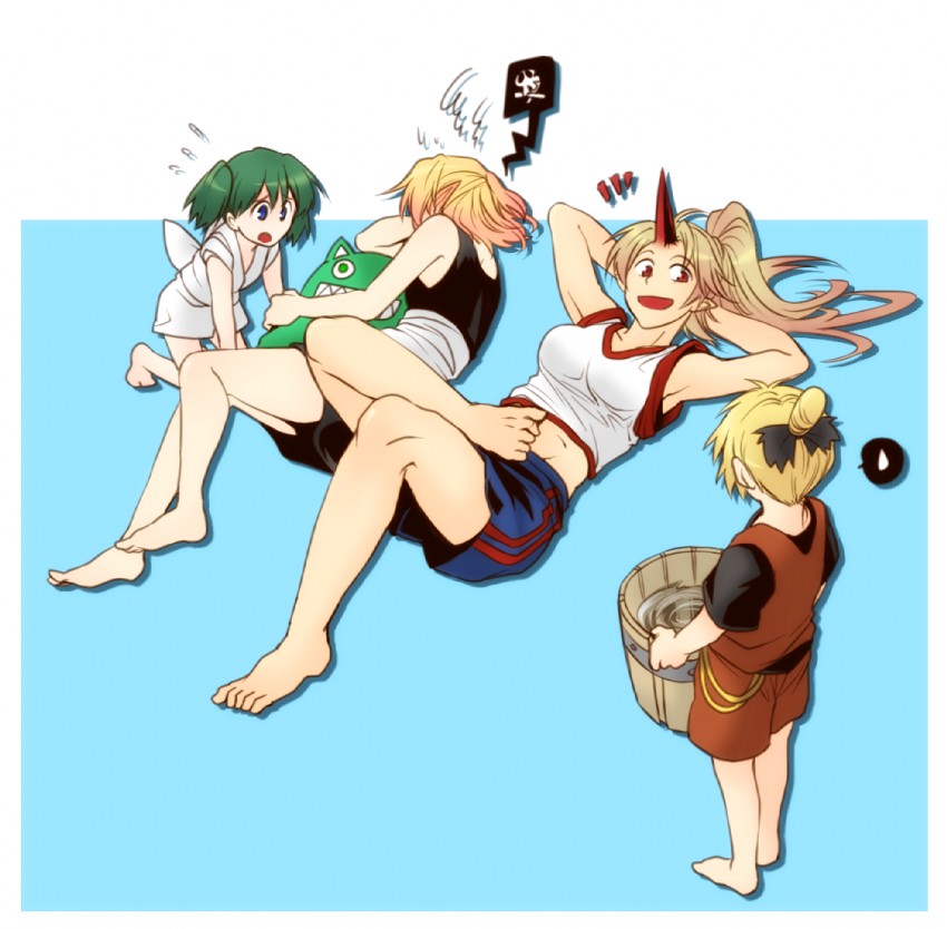 mizuhashi parsee, hoshiguma yuugi, kurodani yamame, and kisume (touhou) drawn by re_ghotion