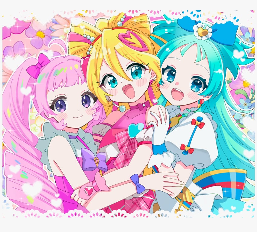 cure idol, aozora himari, and princess ripple (precure and 4 more) drawn by sukoyaka_(100hituzi)