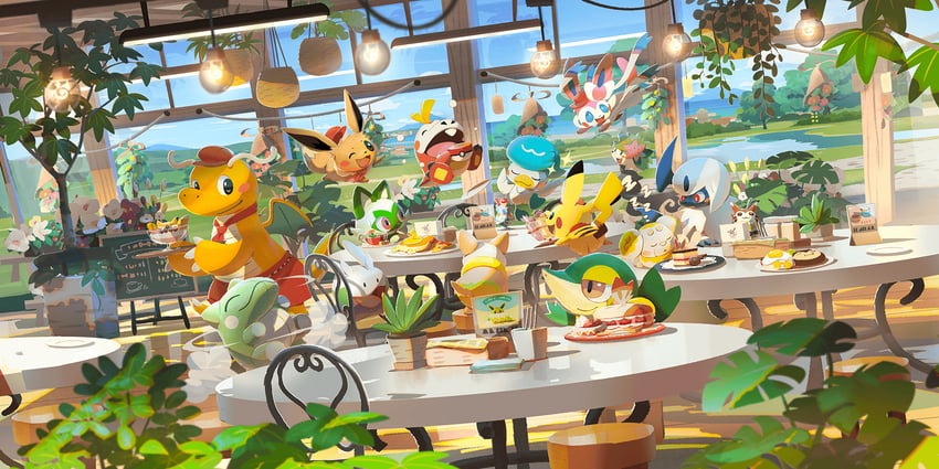 eevee, sylveon, sprigatito, snivy, absol, and 7 more (pokemon and 1 more) drawn by yamamoto_hiroyuki