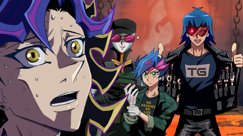 fujiki yusaku, bruno, and ai (yu-gi-oh! and 2 more) drawn by chaya_mago