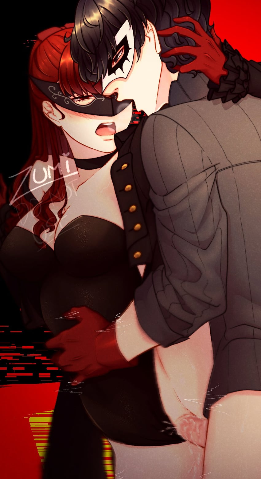 amamiya ren, yoshizawa kasumi, and joker (persona and 2 more)