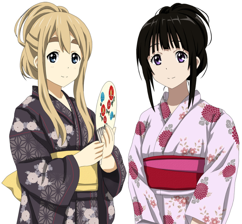 kotobuki tsumugi and chitanda eru (k-on! and 2 more) drawn by cp9a