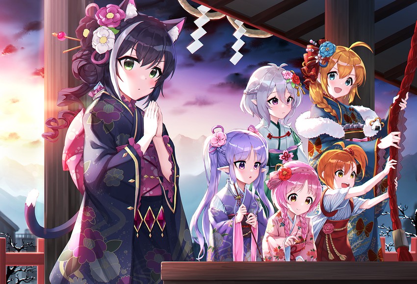 kyoka, misogi, mimi, karyl, kokkoro, and 1 more (princess connect!) drawn by picter