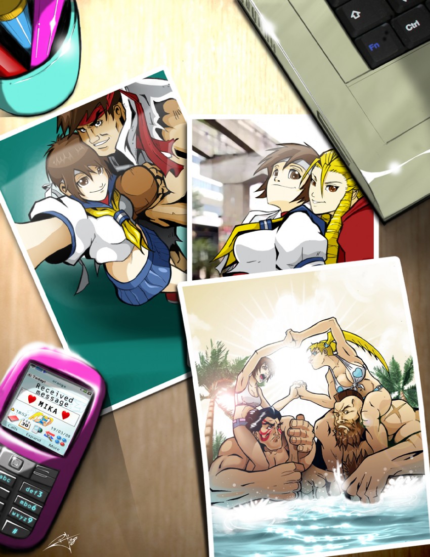 ryu, kasugano sakura, rainbow mika, kanzuki karin, zangief, and 1 more (street fighter and 1 more) drawn by morphews