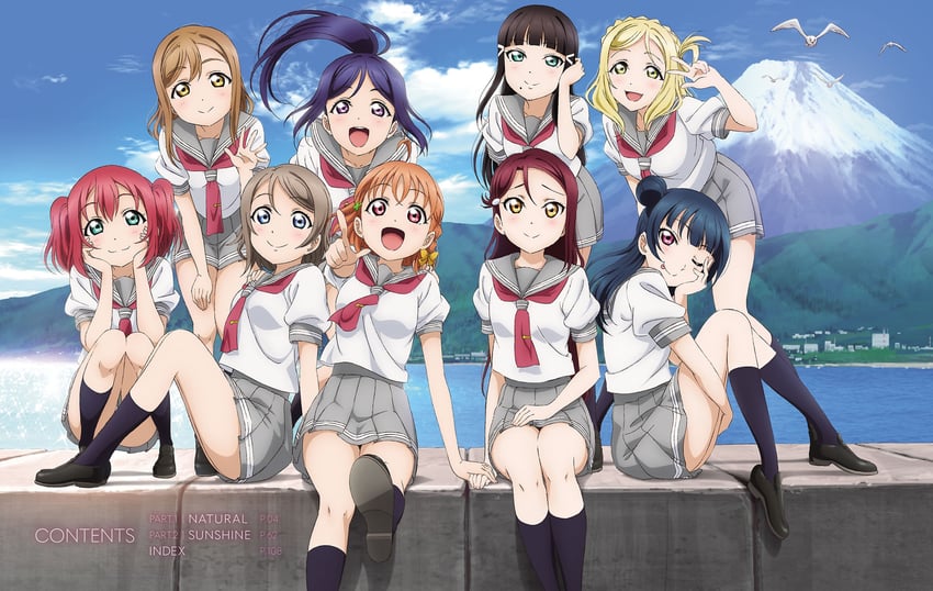 watanabe you, tsushima yoshiko, sakurauchi riko, takami chika, matsuura kanan, and 4 more (love live! and 1 more)