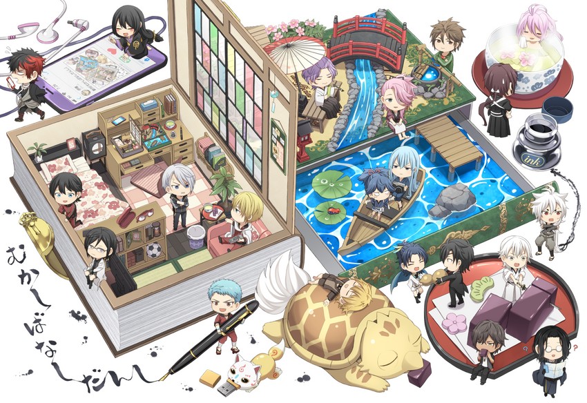 tsurumaru kuninaga, horikawa kunihiro, yagen toushirou, shokudaikiri mitsutada, kogitsunemaru, and 18 more (touken ranbu) drawn by itou_(mogura)