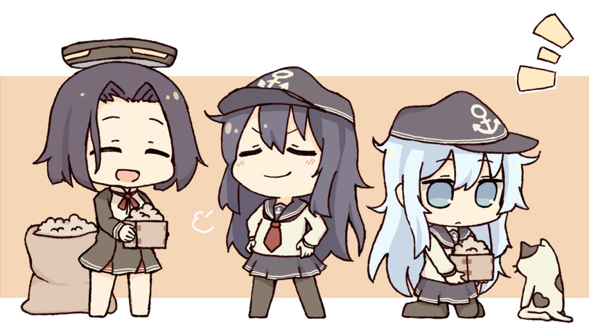 hibiki, akatsuki, and tatsuta (kantai collection) drawn by kata_meguma