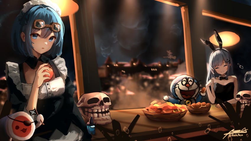 kirisame marisa, crewmate, doraemon, shiraishi tsumugi, wada don, and 2 more (touhou and 6 more) drawn by redcxca