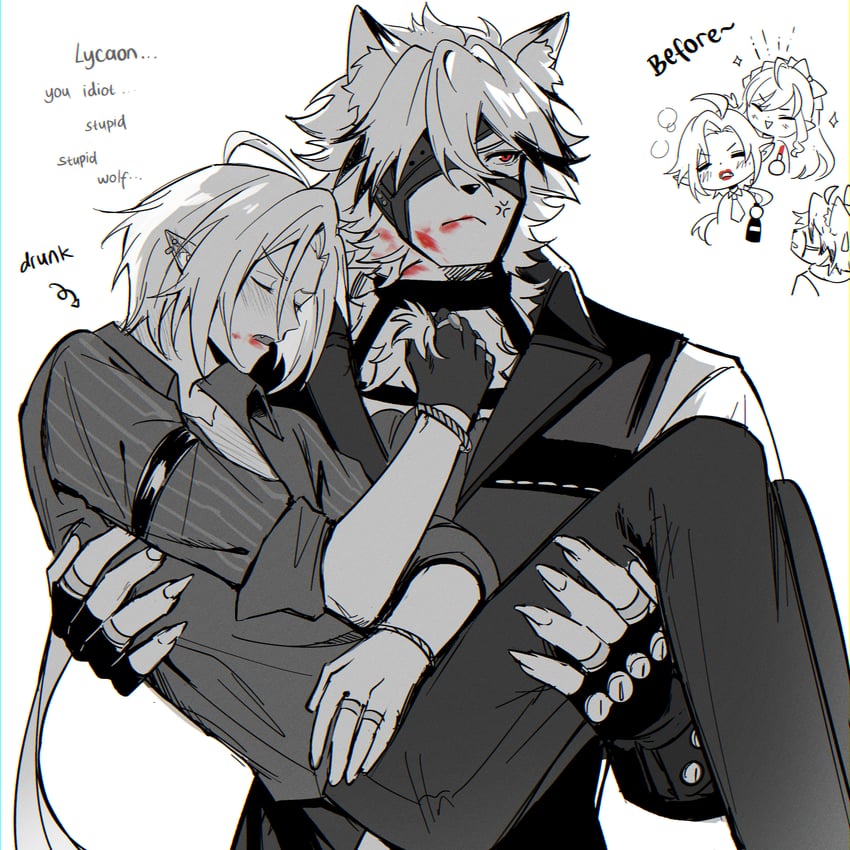 vivian banshee, von lycaon, and hugo vlad (zenless zone zero) drawn by meronppaii