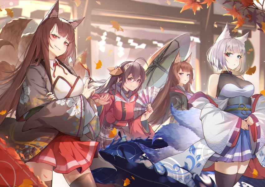 taihou, kaga, akagi, and amagi (azur lane) drawn by joehongtee