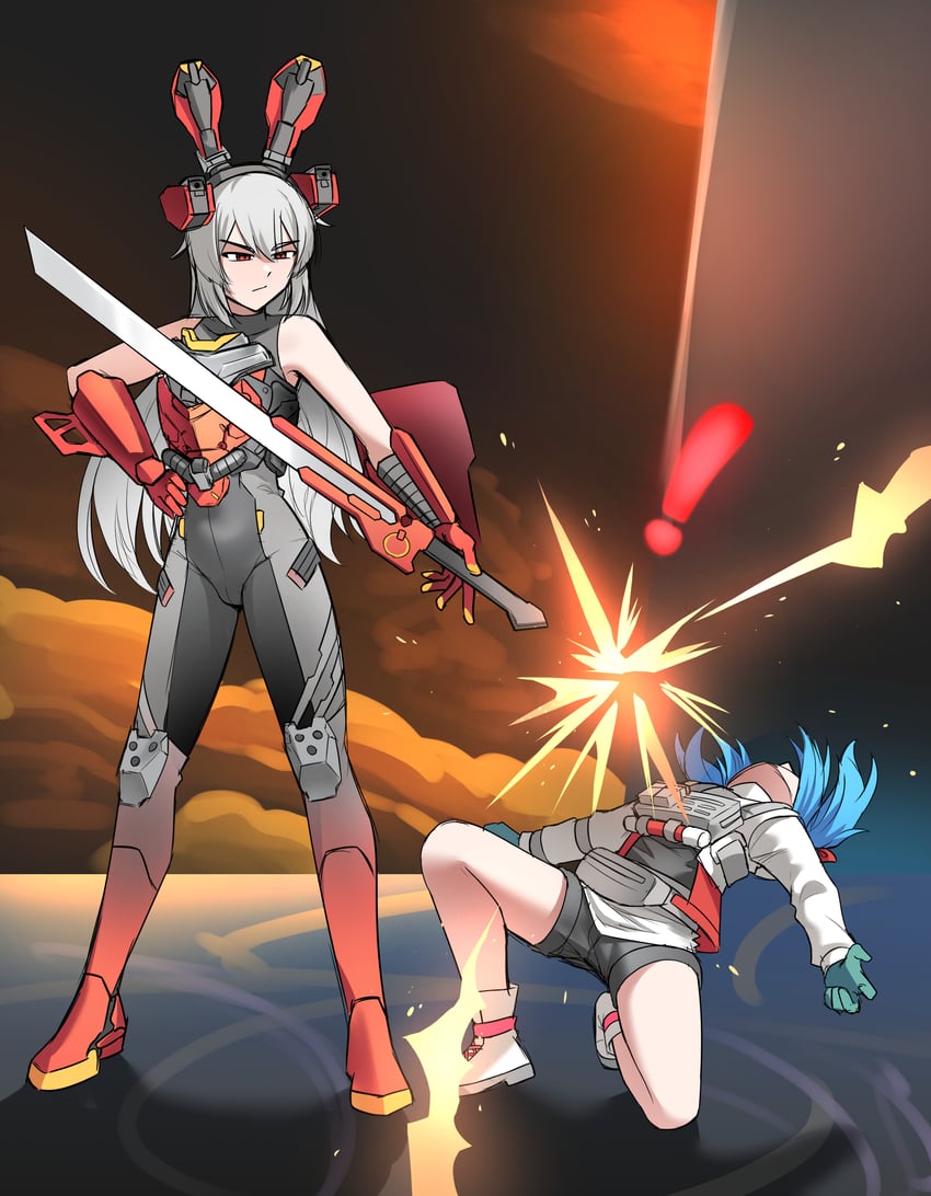 ragna the bloodedge, jin kisaragi, colphne, and krolik (girls' frontline and 2 more) drawn by senpaihawkkun