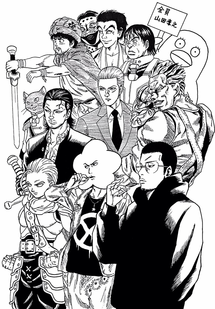 elizabeth, hoshi, yoshihiko, katagiri anjuro, prince lune, and 9 more (jojo no kimyou na bouken and 13 more) drawn by lee_(dragon_garou)