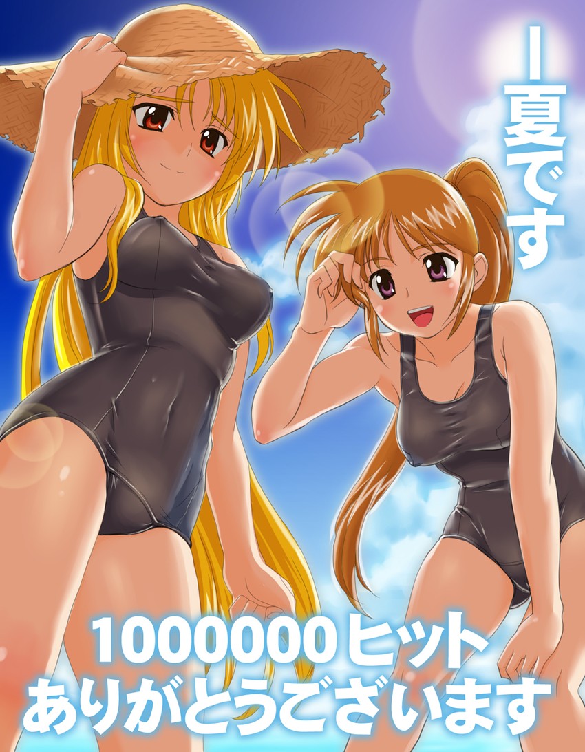 fate testarossa and takamachi nanoha (lyrical nanoha and 1 more) drawn by g-tetsu