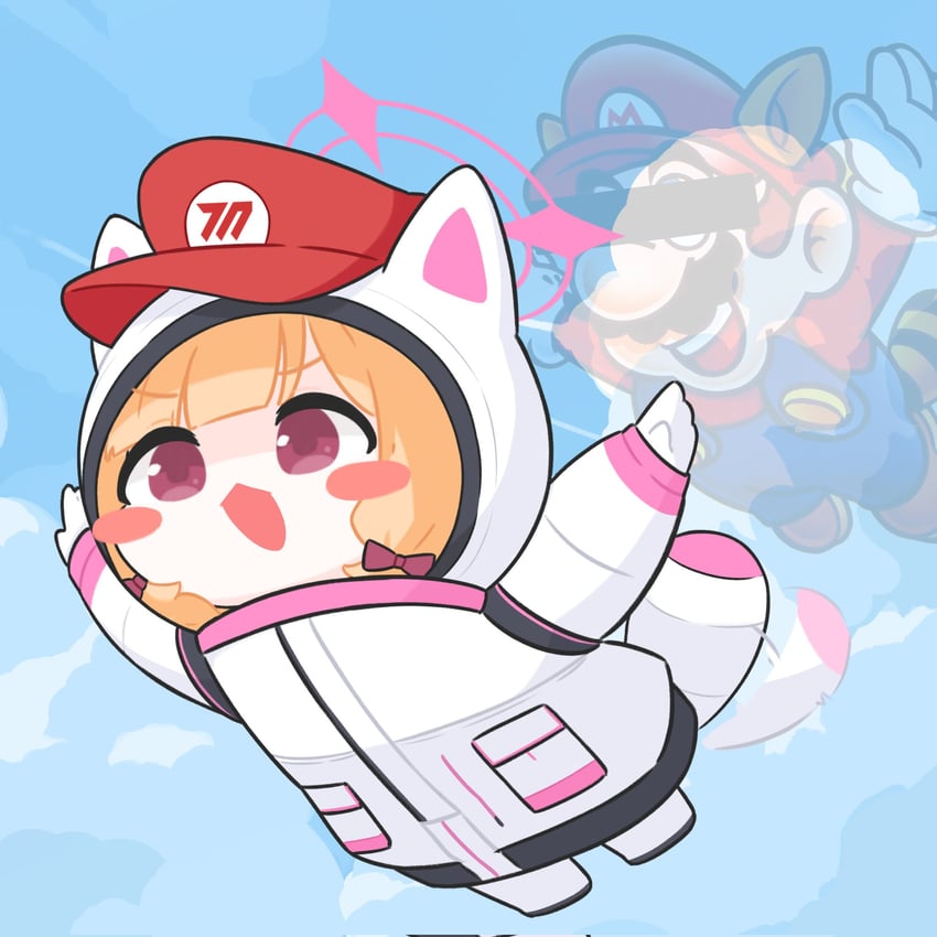 mario, momoi, and raccoon mario (blue archive and 2 more) drawn by emfldzm159