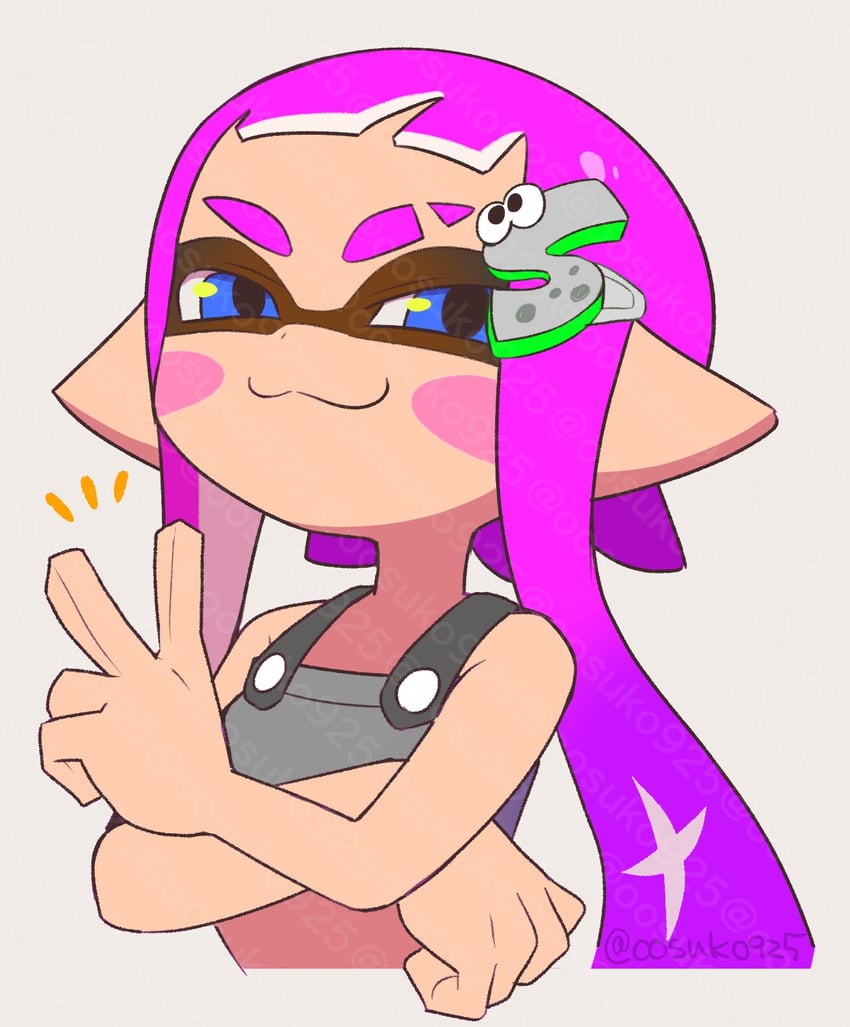 inkling player character and inkling girl (splatoon) drawn by naoki_(oosuko)