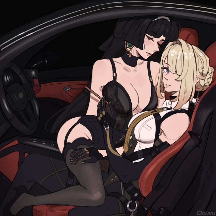evelyn chevalier and astra yao (zenless zone zero) drawn by clouvu