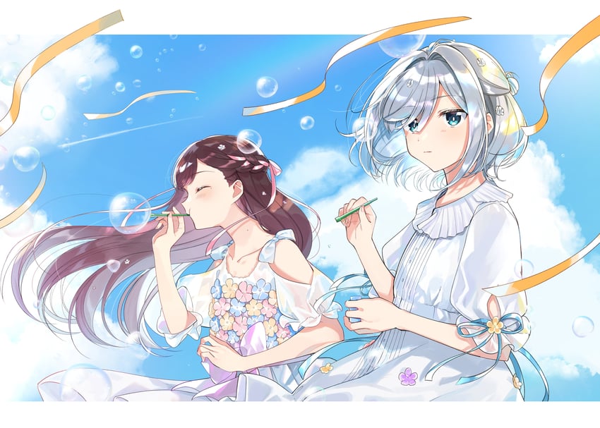 hoshikawa shizuku and asaka kaori (kimi to tsuzuru utakata) drawn by yuama