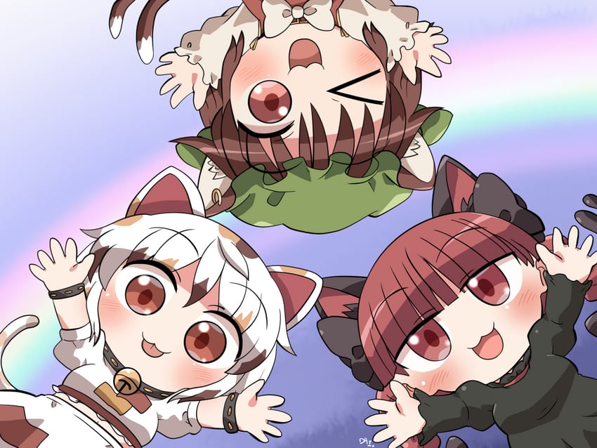 kaenbyou rin, chen, and goutokuji mike (touhou and 1 more) drawn by rokugou_daisuke