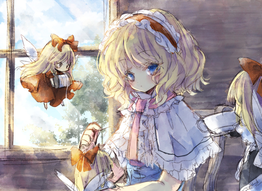 alice margatroid, shanghai doll, and hourai doll (touhou) drawn by piyokichi