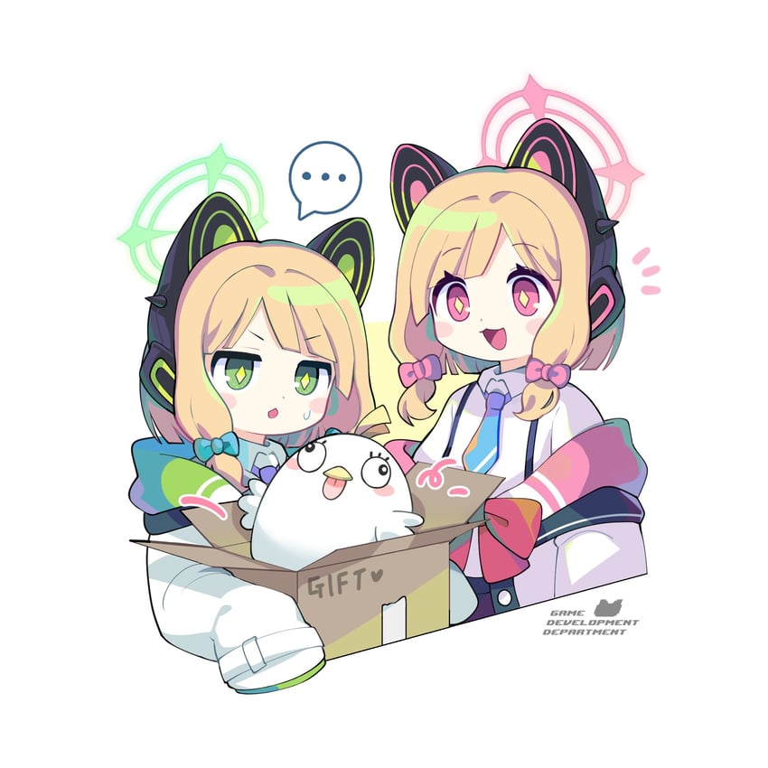 momoi, midori, and peroro (blue archive) drawn by ngawa