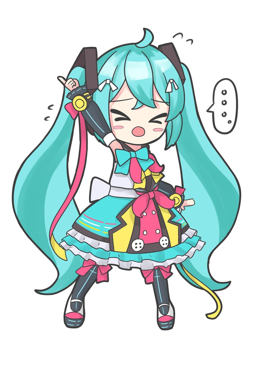hatsune miku and magical mirai miku (vocaloid and 3 more) drawn by ikraaa_204