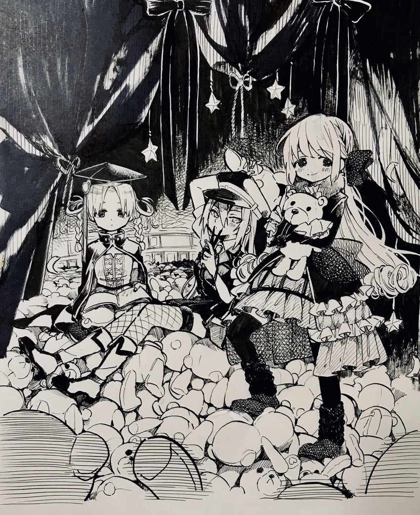 alina gray, satomi touka, and hiiragi nemu (mahou shoujo madoka magica and 1 more) drawn by oggi0000