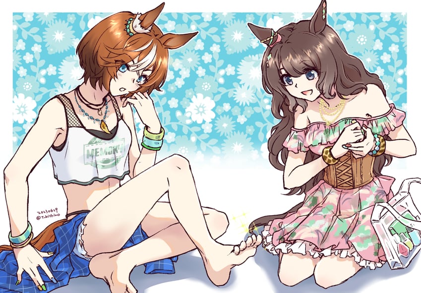 tosen jordan and bamboo memory (umamusume) drawn by kishino