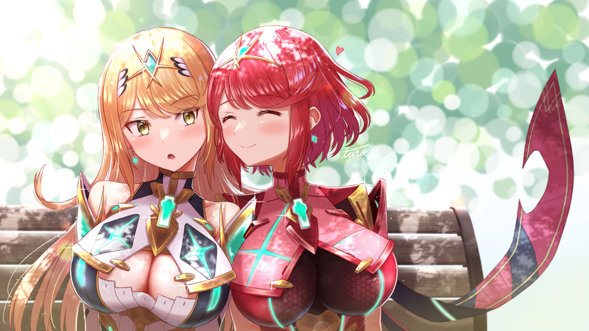 pyra and mythra (xenoblade chronicles and 1 more) drawn by taro_(peach_taro51)