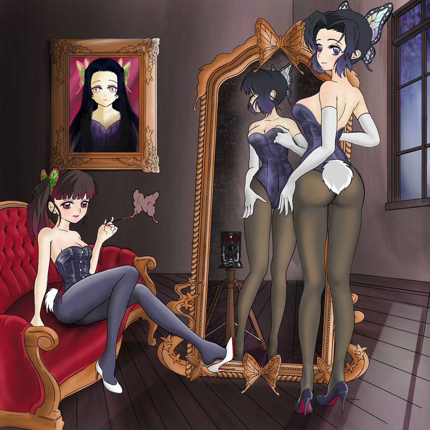 kochou shinobu, tsuyuri kanao, and kochou kanae (kimetsu no yaiba)