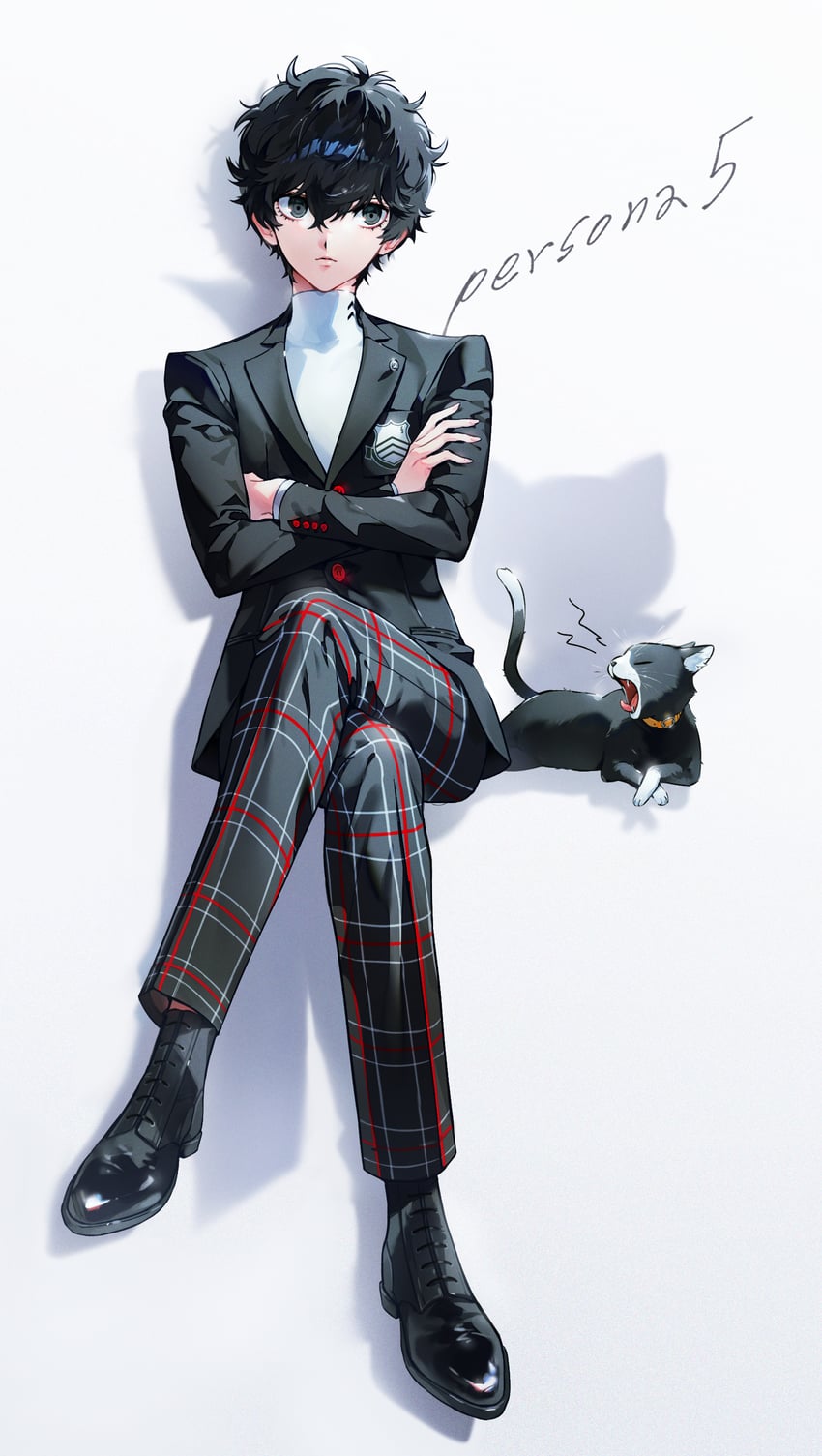 amamiya ren and morgana (persona and 1 more) drawn by themoonrabbit