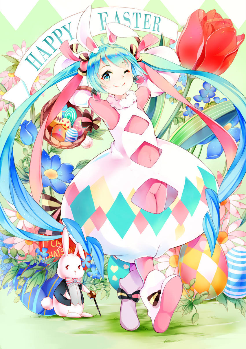 hatsune miku and easter miku (vocaloid) drawn by amicis_(amisic)