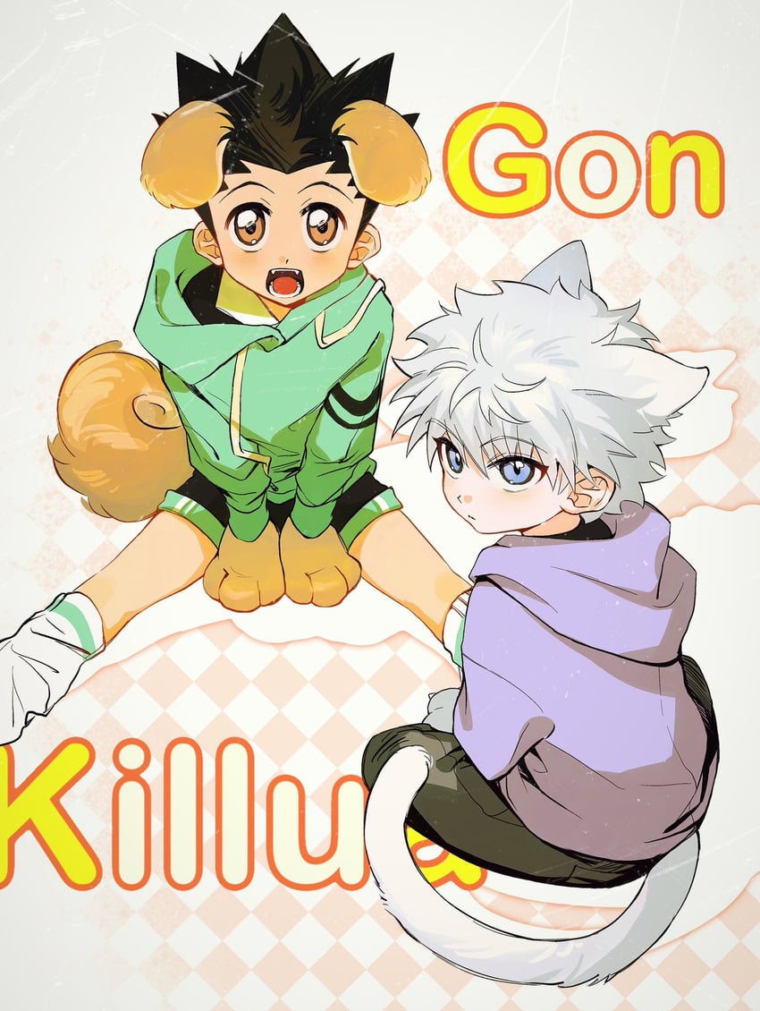 killua zoldyck and gon freecss (hunter x hunter) drawn by gelb