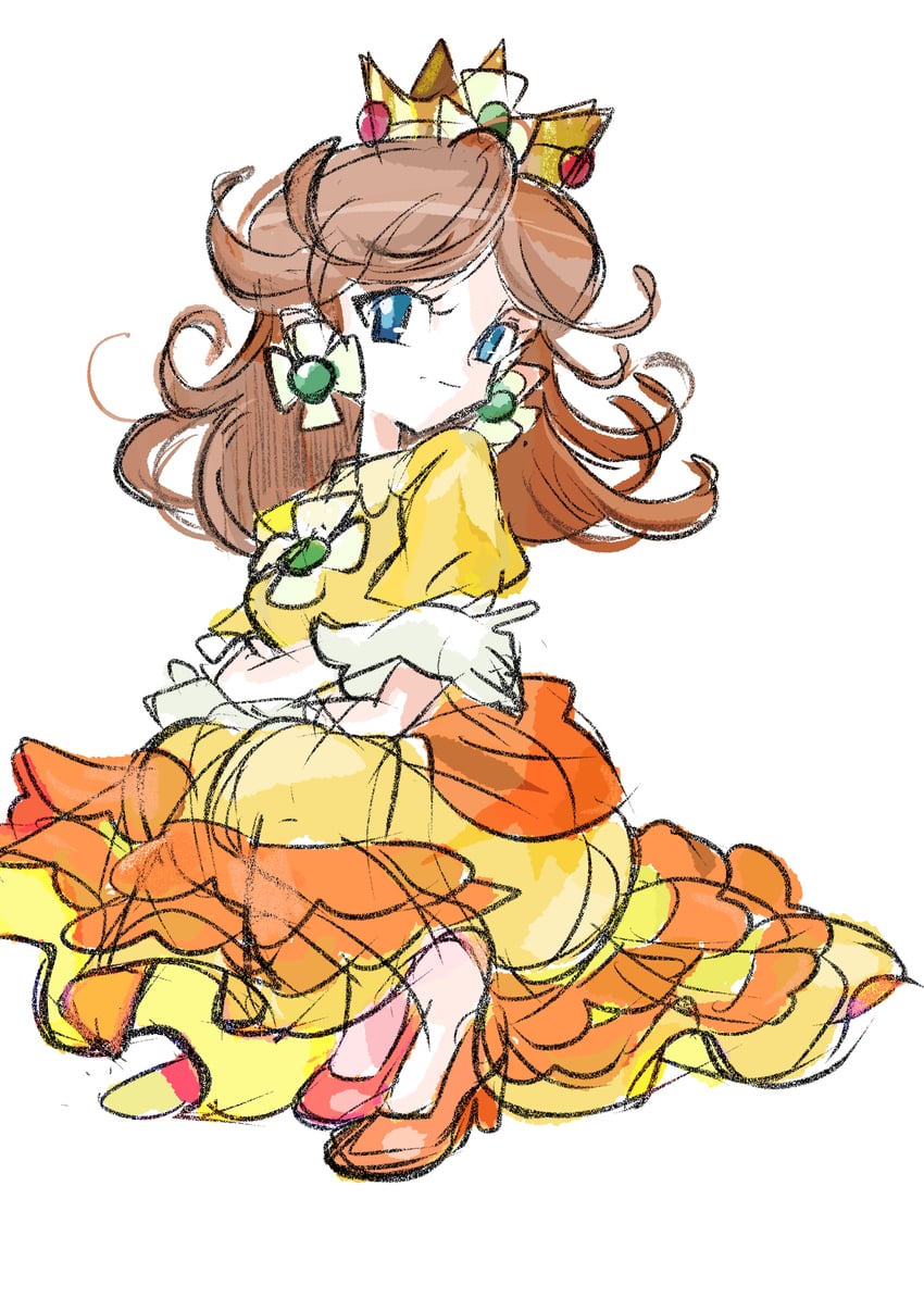 princess daisy (mario) drawn by rakugaki_shitagari-ya
